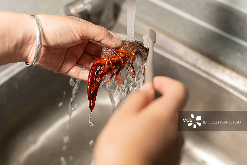 清洗小龙虾图片素材
