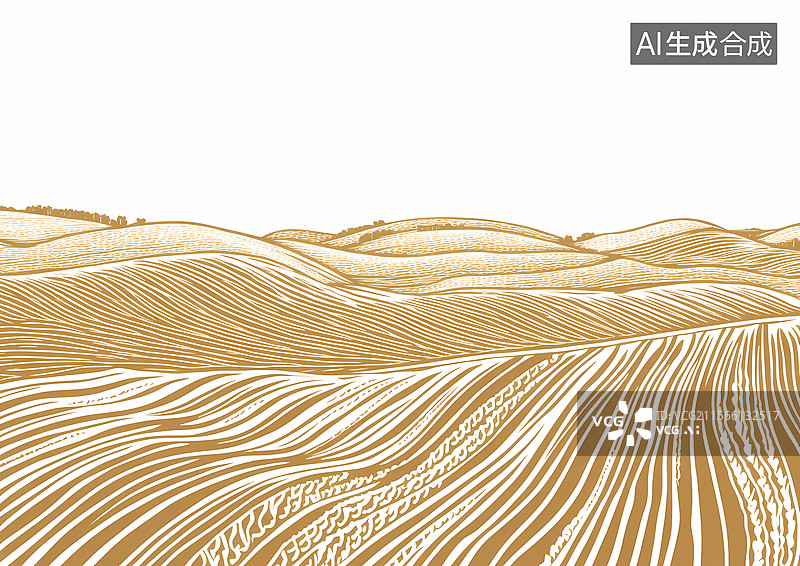 【AI数字艺术】金色线条景观图图片素材