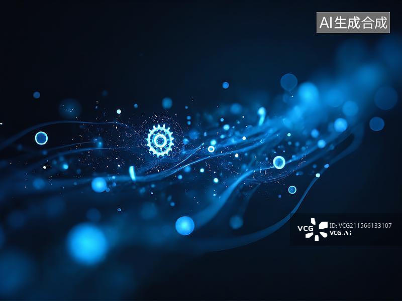 【AI数字艺术】齿轮信息科技粒子线条图片素材