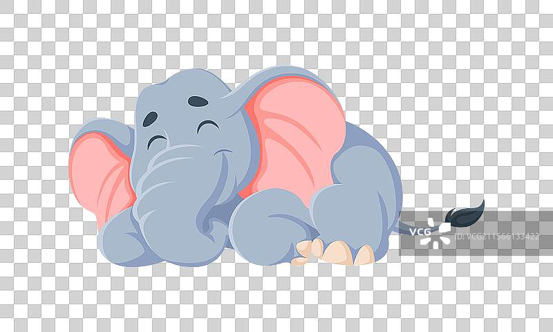 卡通大象角色安静地睡觉图片素材