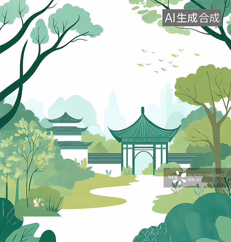 【AI数字艺术】宁静的中国山水画图片素材