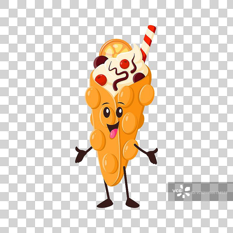 卡通搞笑的泡泡华夫饼快餐角色图片素材