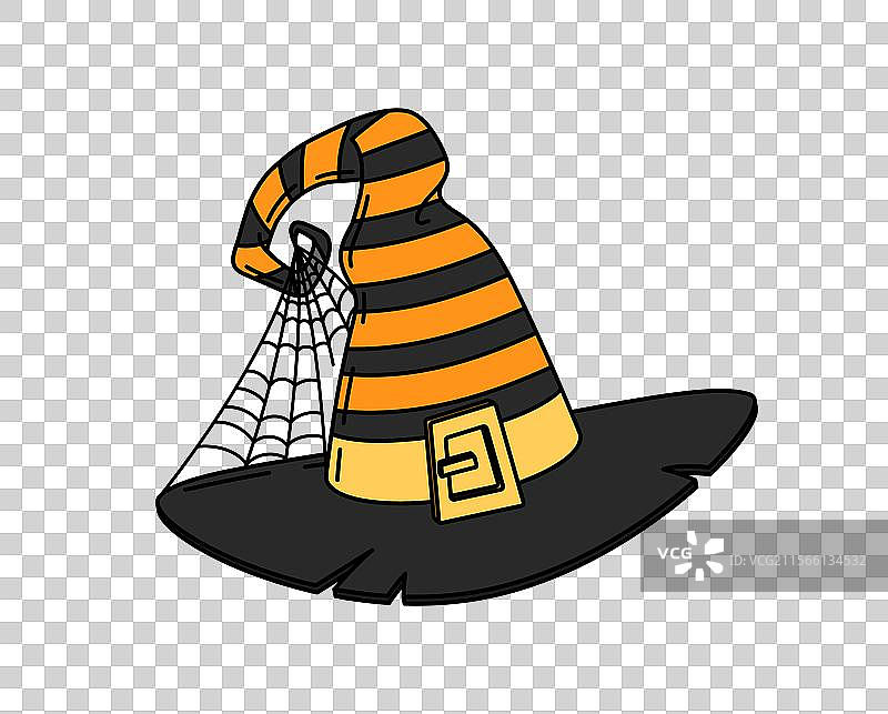 万圣节女巫帽与蜘蛛网的炫酷符号图片素材