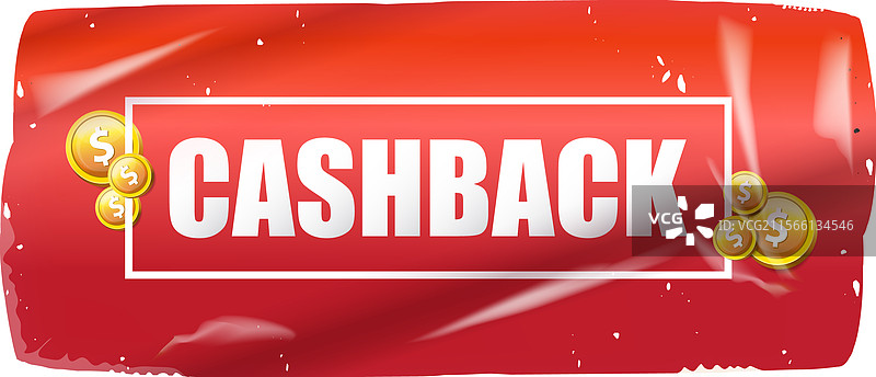 红色现金返还图标和贴纸孤立在白色背景上图片素材