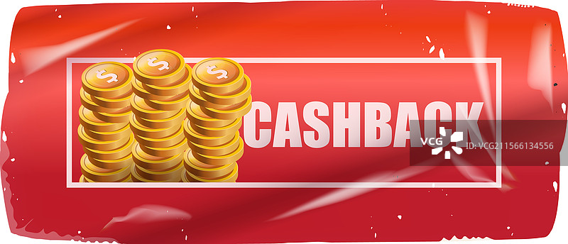 红色现金返还图标和贴纸孤立在白色背景上图片素材