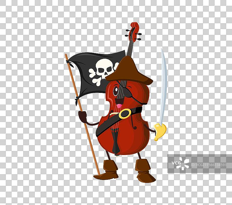 卡通大提琴音乐乐器海盗或私掠者图片素材