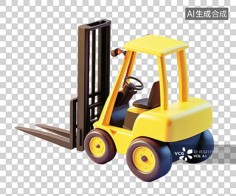 【AI数字艺术】3D卡通立体叉车元素图片素材