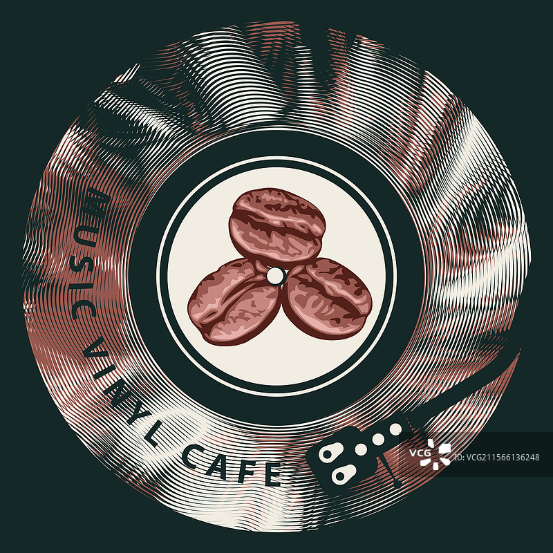 带有老式黑胶唱片的咖啡馆海报图片素材