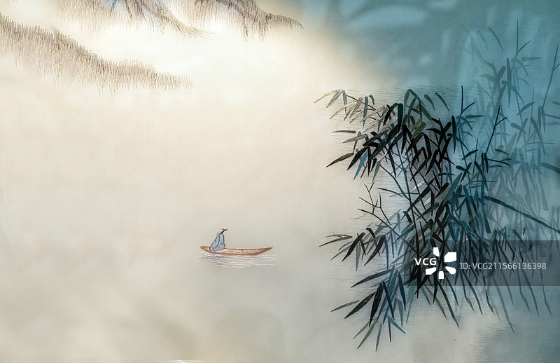 美术工艺，刺绣图案，国画，山水图片素材