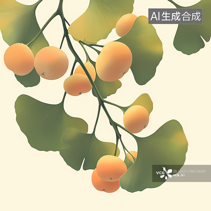 【AI数字艺术】银杏叶艺术插画图片素材