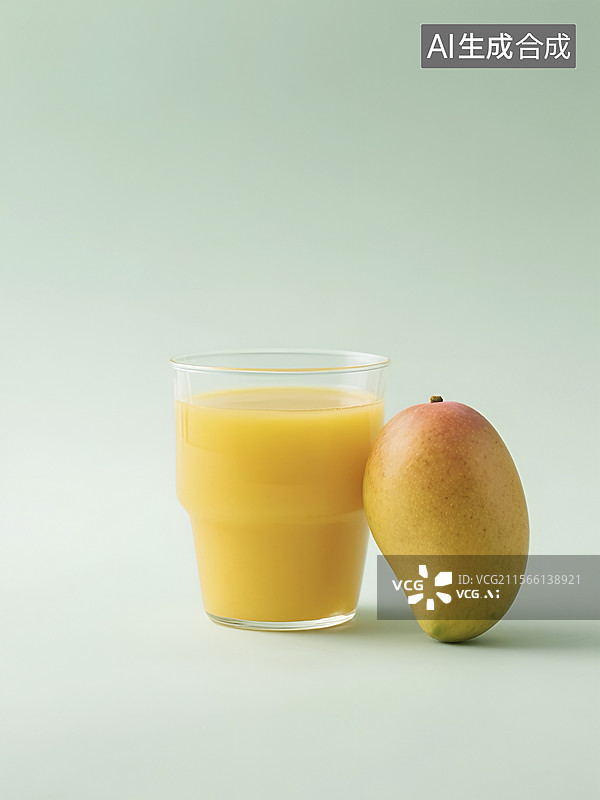 【AI数字艺术】一个芒果和一杯芒果汁图片素材