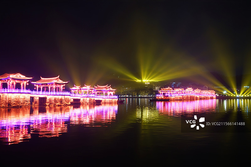 潮州广济桥灯光秀图片素材