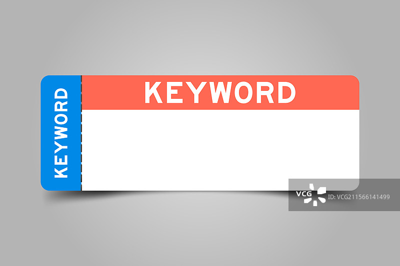 蓝色和橙色的票，上面写着“关键词”图片素材