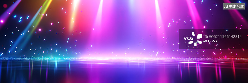 【AI数字艺术】彩虹色舞台灯光背景 赛博朋克 动漫美学、霓虹灯图片素材