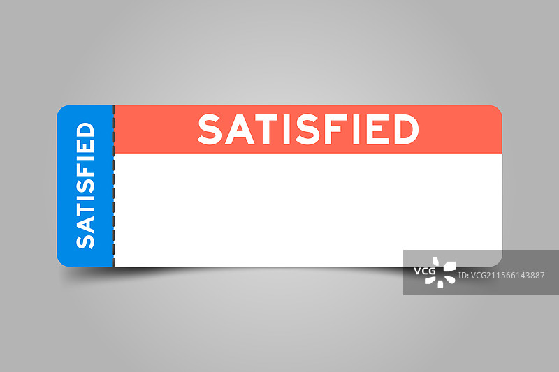 蓝色和橙色的票，上面写着“满意”图片素材