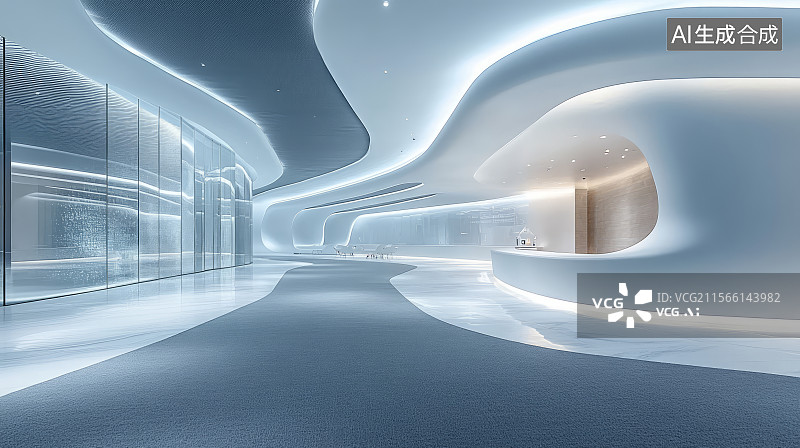 【AI数字艺术】抽象现代建筑室内空间场景图片素材