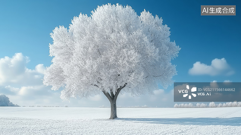 【AI数字艺术】冬季雪地雾凇自然景观图片素材
