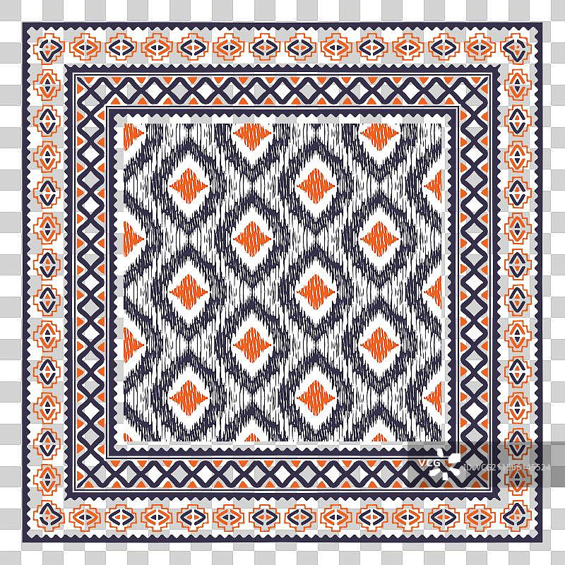 复古风格图案的方形伊卡特设计围巾图片素材