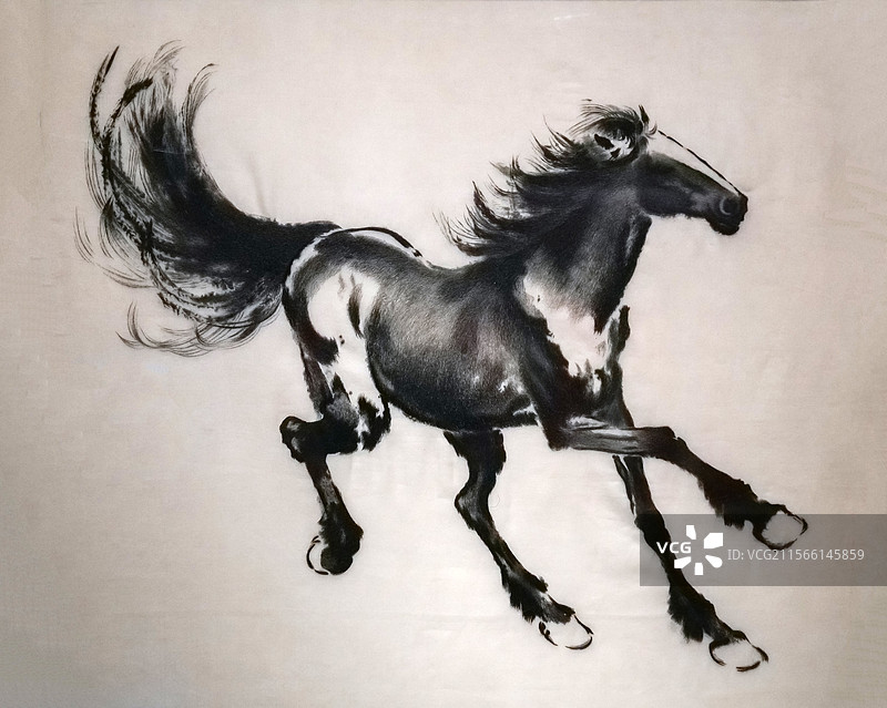 《发丝绣奔马图》 1974年 山东博物馆藏 “锦绣齐鲁-鲁锦鲁绣文化展”图片素材