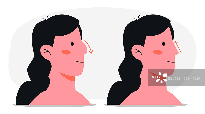 女性鼻部整形手术前后的对比图片素材