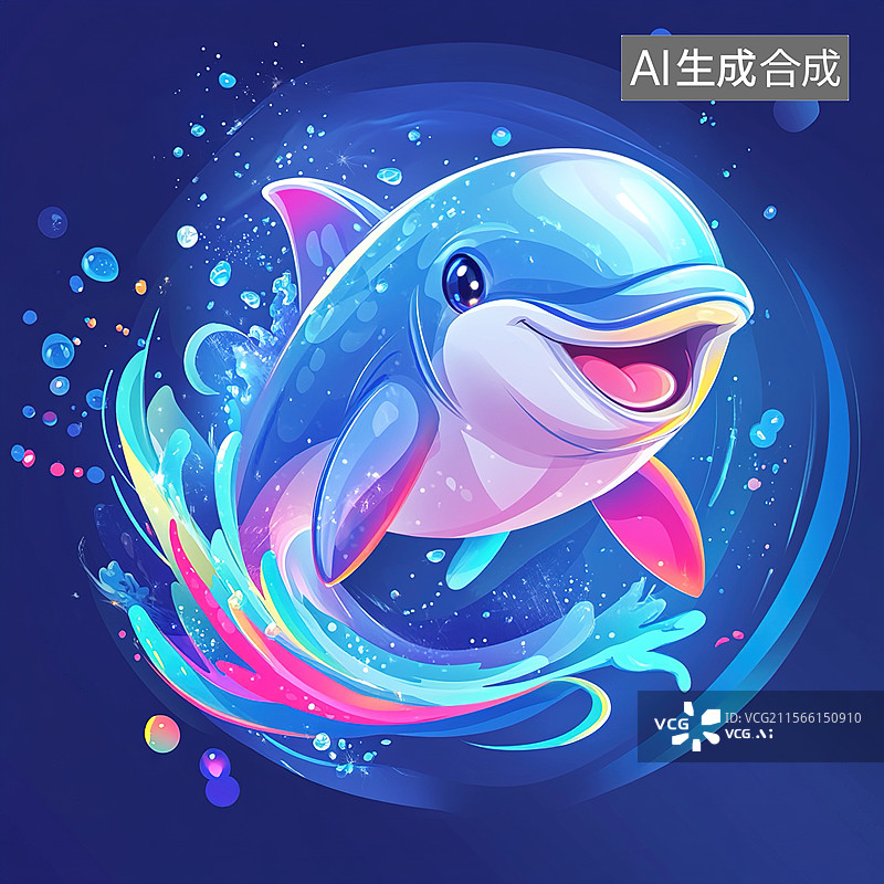 【AI数字艺术】快乐的小鲸鱼图片素材