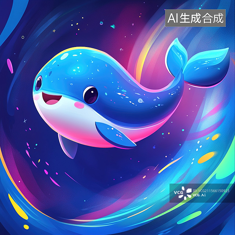 【AI数字艺术】快乐的小鲸鱼图片素材