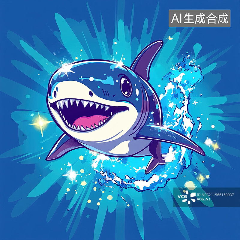 【AI数字艺术】快乐的小鲸鱼图片素材