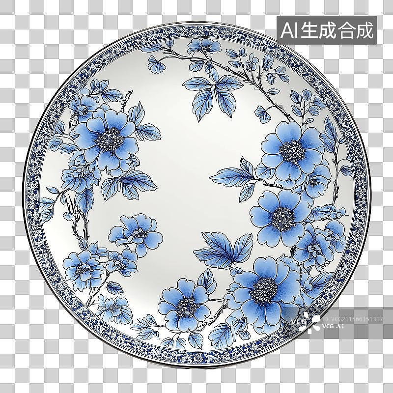 【AI数字艺术】青花瓷，瓷盘图片素材