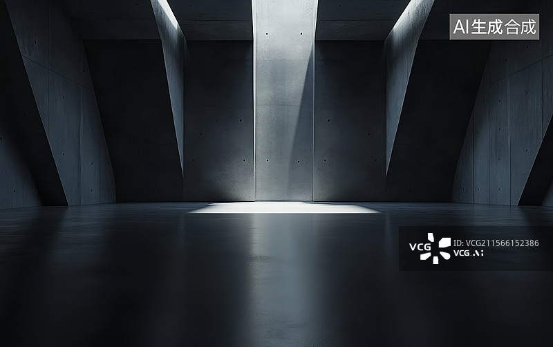 【AI数字艺术】现代建筑内部的光影效果图片素材