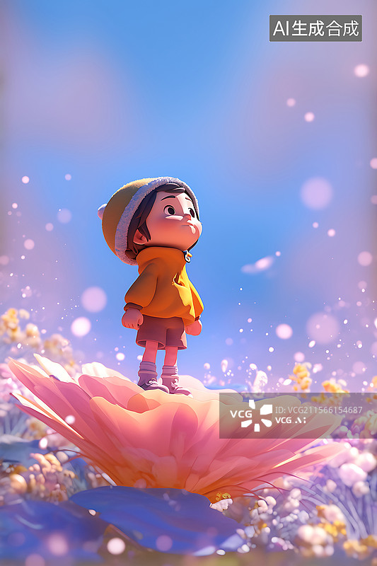 【AI数字艺术】户外自然风景卡通可爱C4D人物二十四节气之立冬竖版插画图片素材