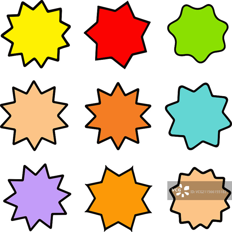 星形徽章贴纸，星爆形状，特价销售图片素材