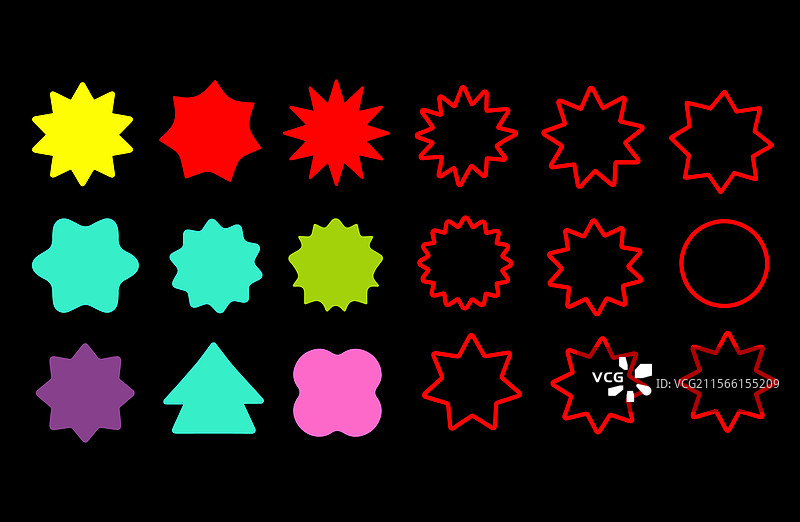 星形徽章贴纸星爆形状特价图片素材