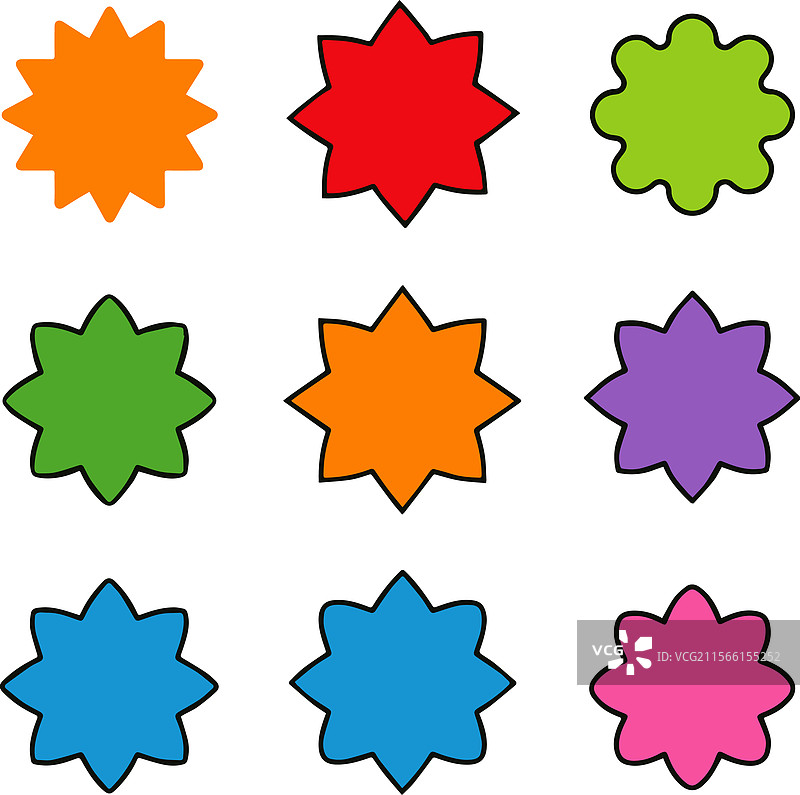 星形徽章贴纸，星爆形状，特价销售图片素材