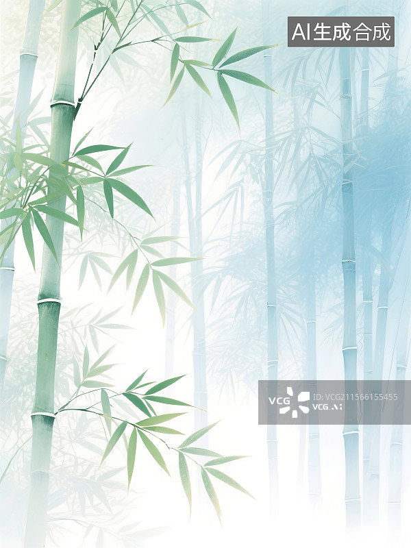【AI数字艺术】竹，竹子，竹林，朦胧，小清新，文艺，背景图片素材