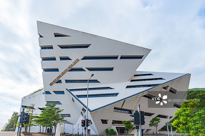 香港城市大学邵逸夫创意媒体中心 极简解构主义建筑图片素材