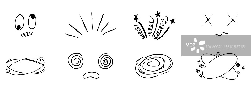 头晕效果的头痛生病涂鸦漫画图片素材