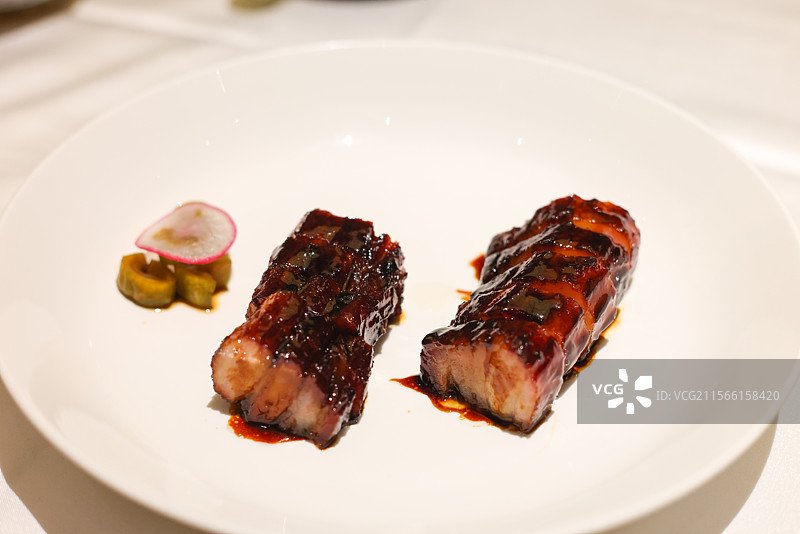 广东名菜叉烧肉黑叉烧图片素材
