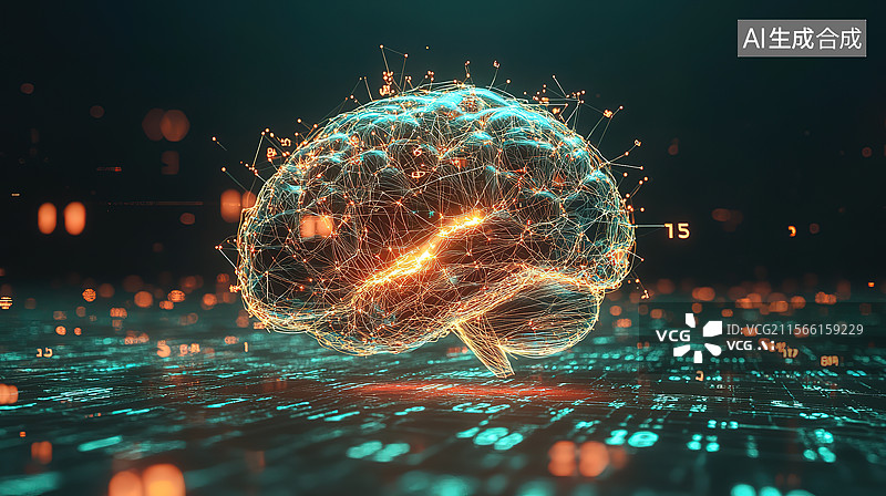 【AI数字艺术】ai大脑、数字大脑、发光大脑、生成式人工智能图片素材