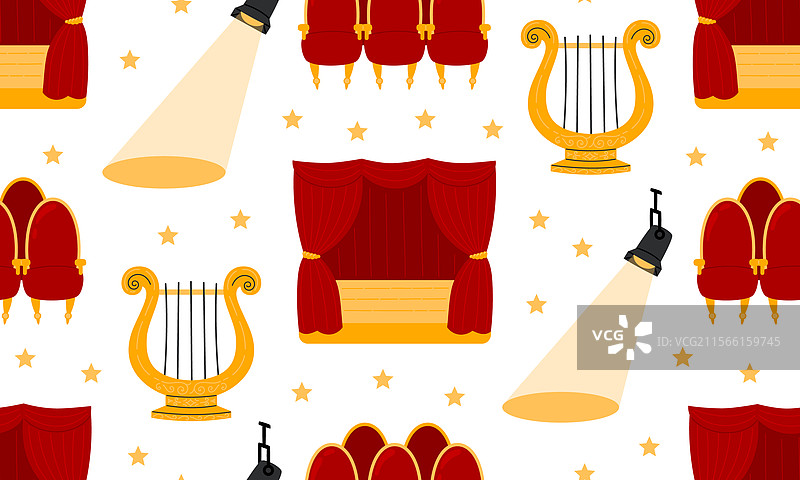 剧院无缝图案，红色舞台图片素材