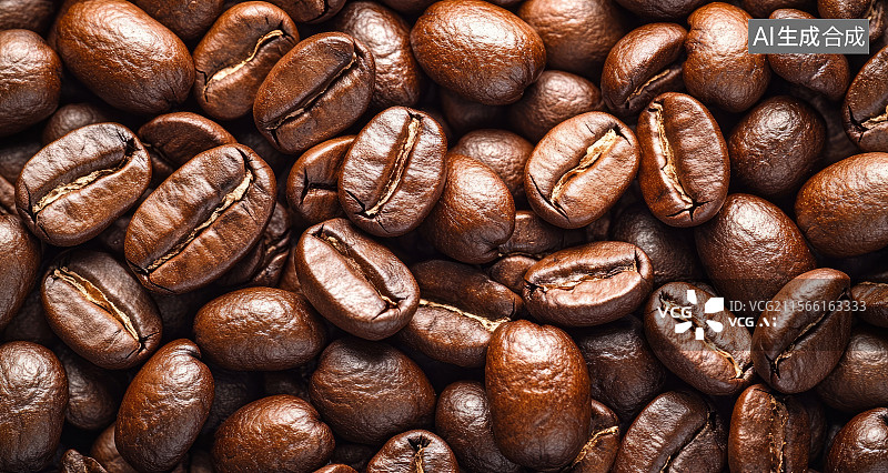 【AI数字艺术】特写烘焙咖啡豆图片素材