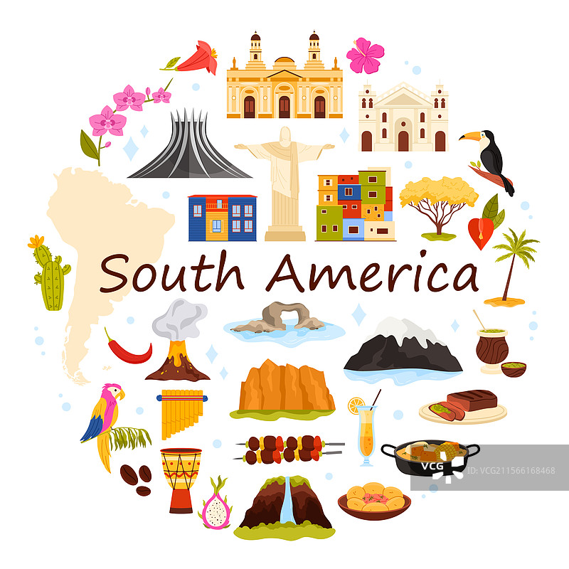 前往南美洲的文化元素组合图片素材