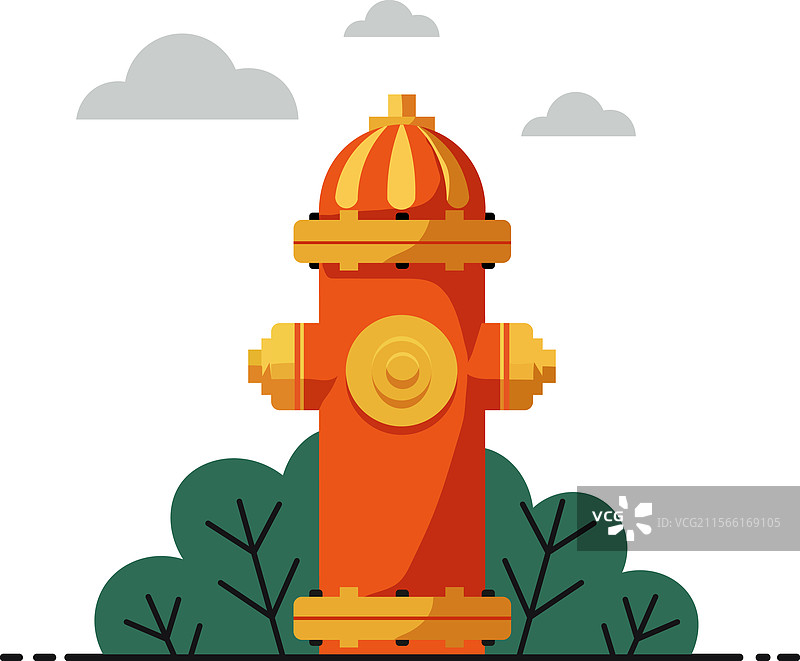 一个生动的场景展示了一个消防栓。图片素材