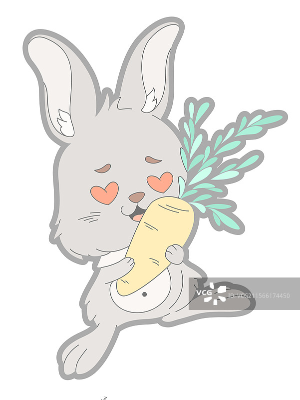 可爱的兔子抱着胡萝卜图片素材
