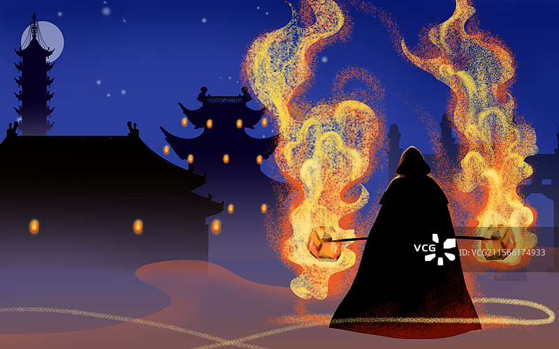 非物质文化遗产火壶表演插画图片素材