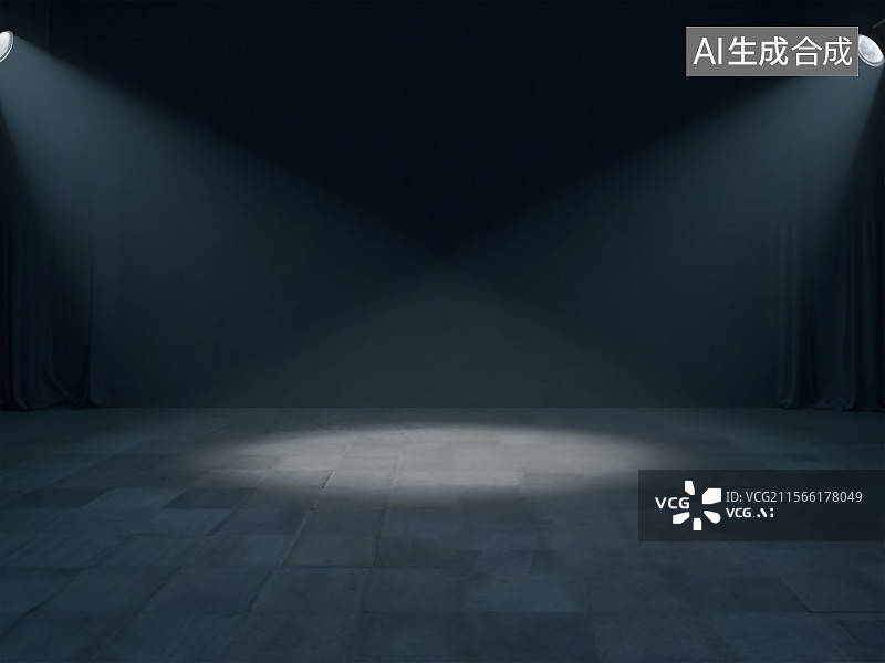 【AI数字艺术】聚光灯下的空旷舞台图片素材