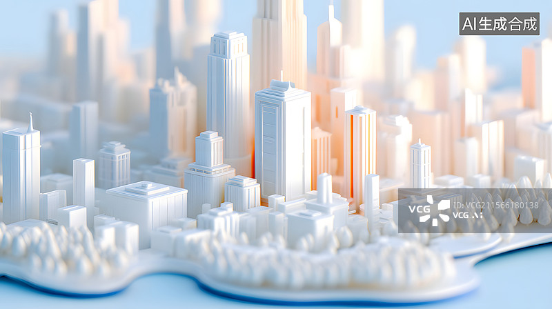 【AI数字艺术】彩色积木城市建筑群模型背景图片素材