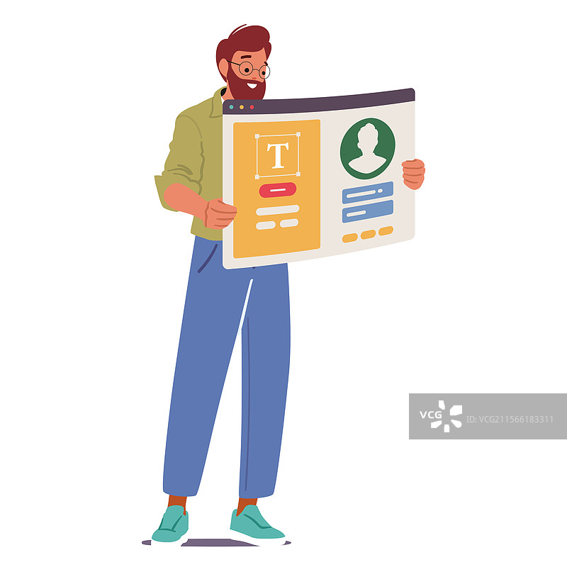 男性程序员正在测试社交媒体用户界面图片素材