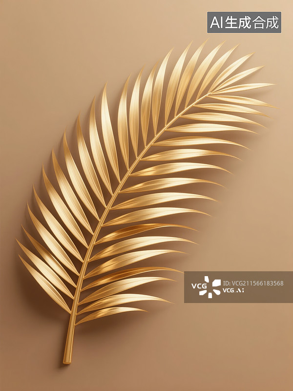 【AI数字艺术】金色棕榈叶装饰图片素材