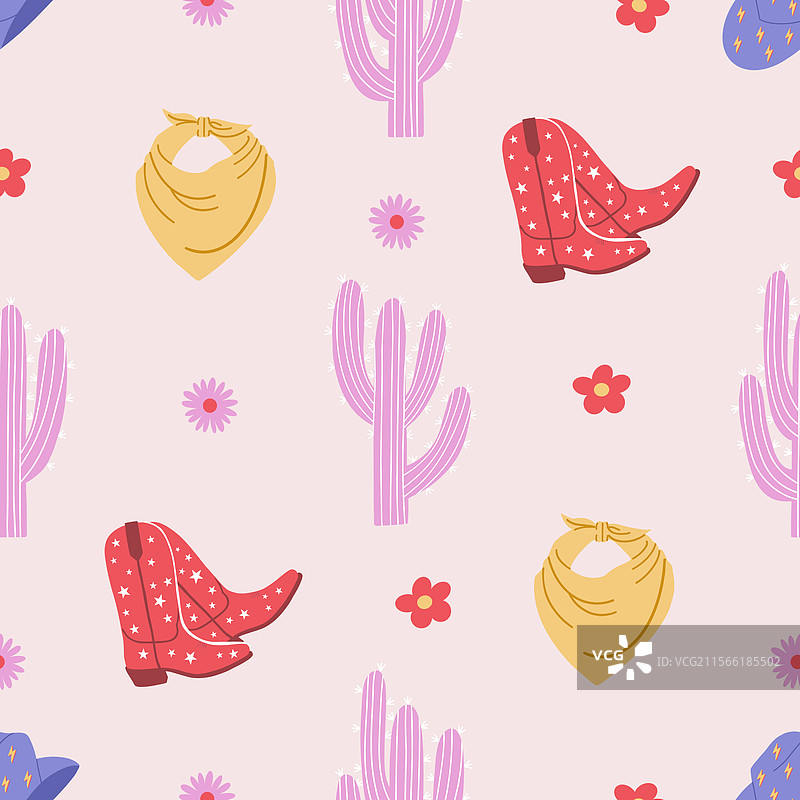 带有牛仔元素的无缝图案图片素材