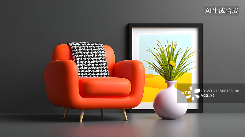【AI数字艺术】现代简约的室内装饰画空白模型图片素材